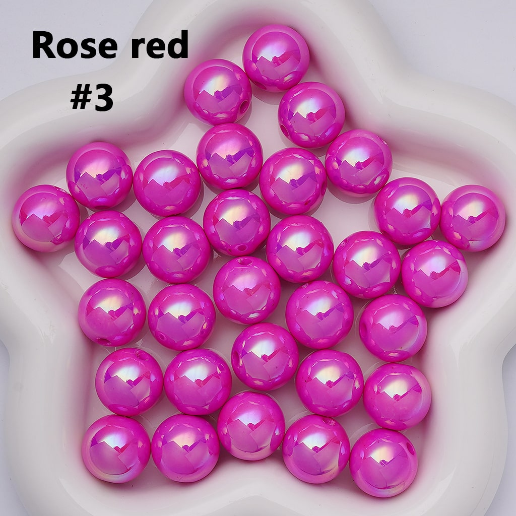 UV Coating Shiny Solid Color Round Acrylic Beads, 16MM