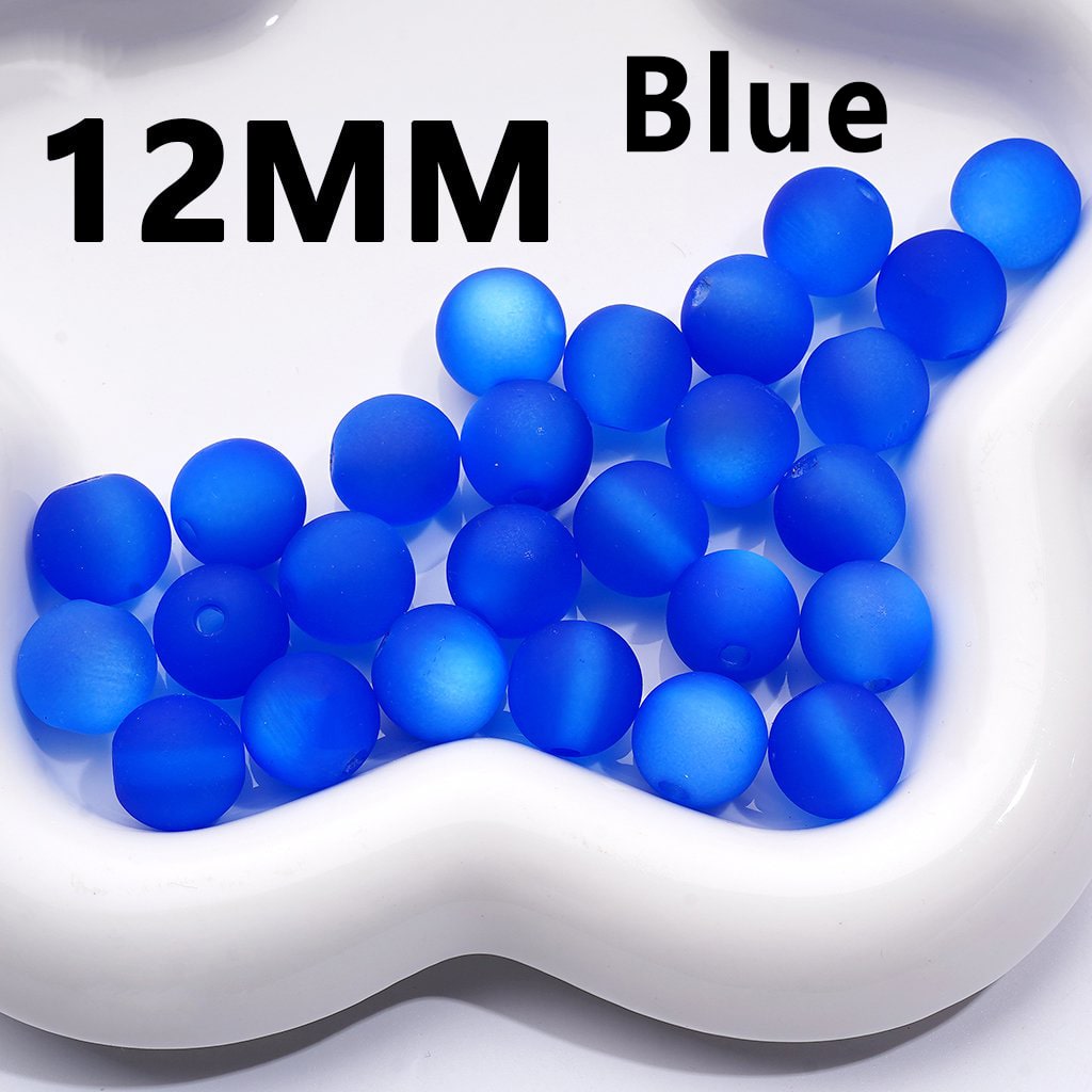 Multi-Color Cat Eye Style Frosted Matte Round Acrylic Beads, 12MM