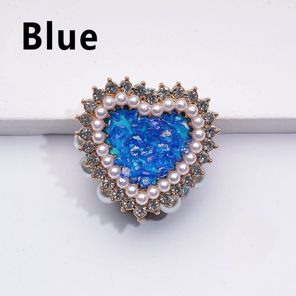 Bling Bling Fancy Gold Alloy Heart with Shiny Rhinestones White Pearls Mini Stones Rocks Clay Beads, Around 28*28*13MM