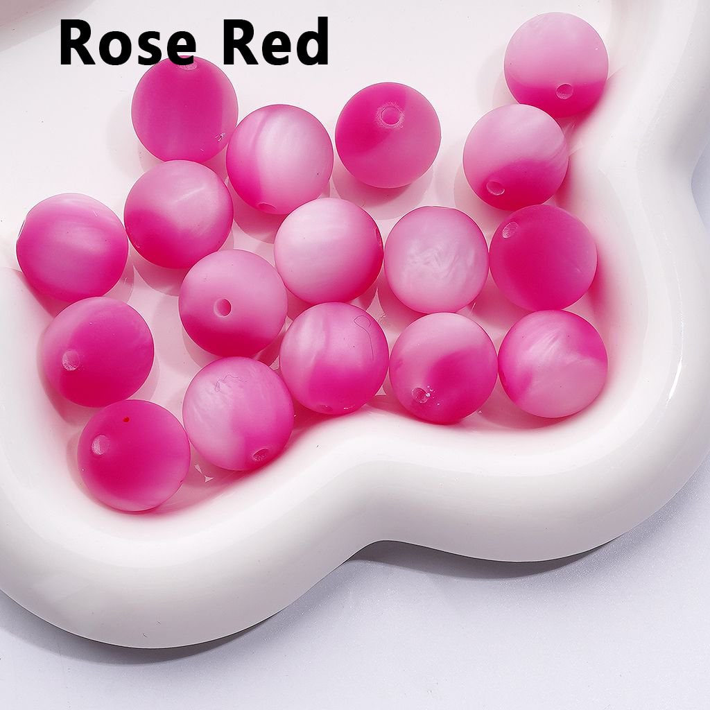 Frosted Matte Multi-Color Cat Eye Style Round Acrylic Beads, 16MM