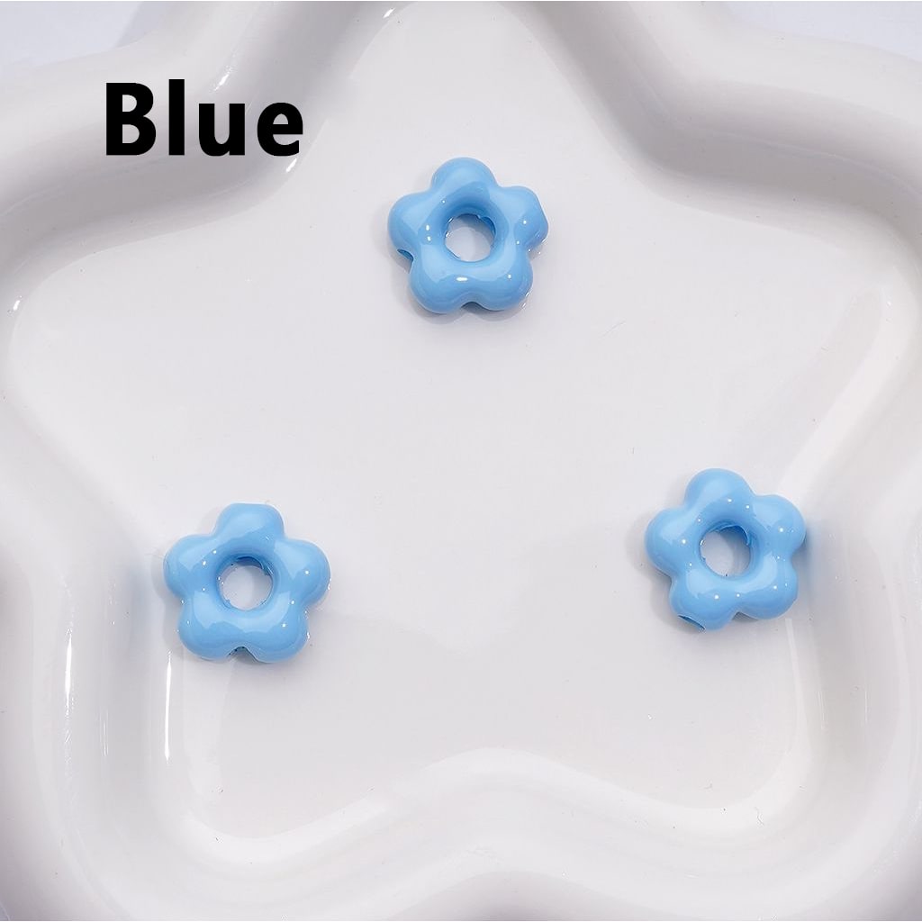 Solid Color Mini Cute Flowers with Large Hole Acrylic Beads, Around 20MM