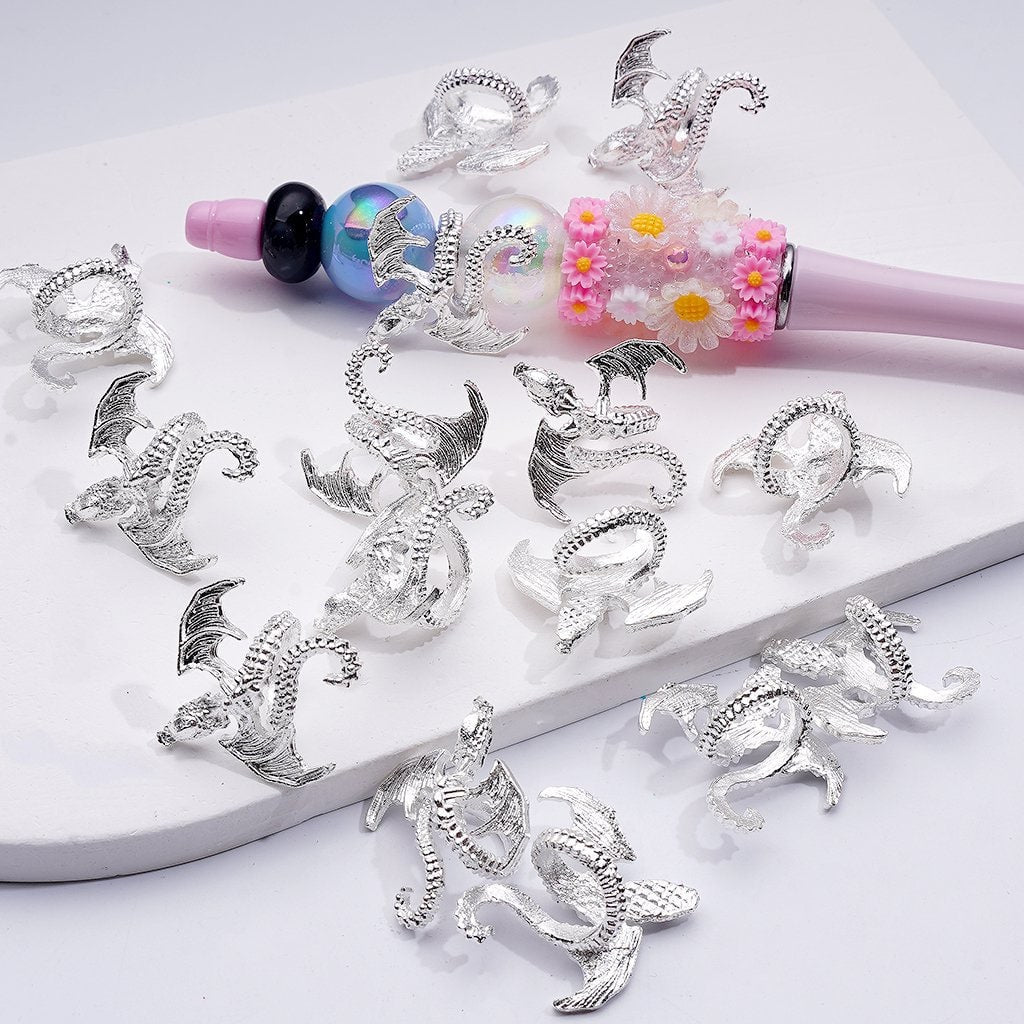 Fancy Silver Alloy Pterosaur Bead Cap Cage Jewelry Accessories, Around 27*25MM