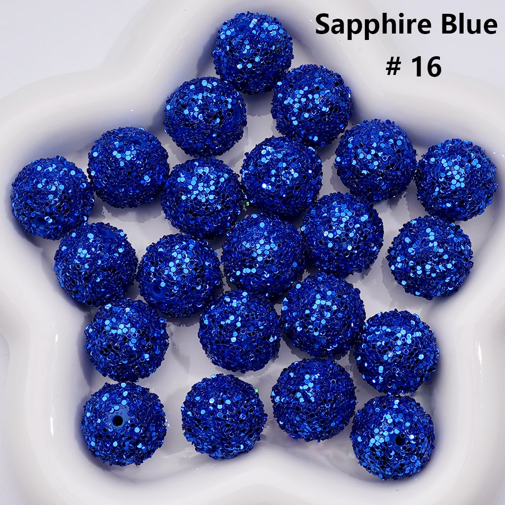 Multi-Color Shiny Confetti Round Acrylic Beads in Solid Color, 20MM