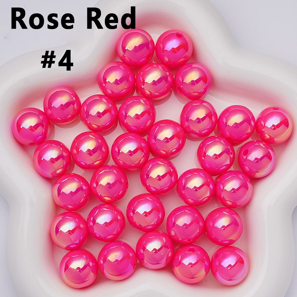 UV Coating Shiny Solid Color Round Acrylic Beads, 16MM