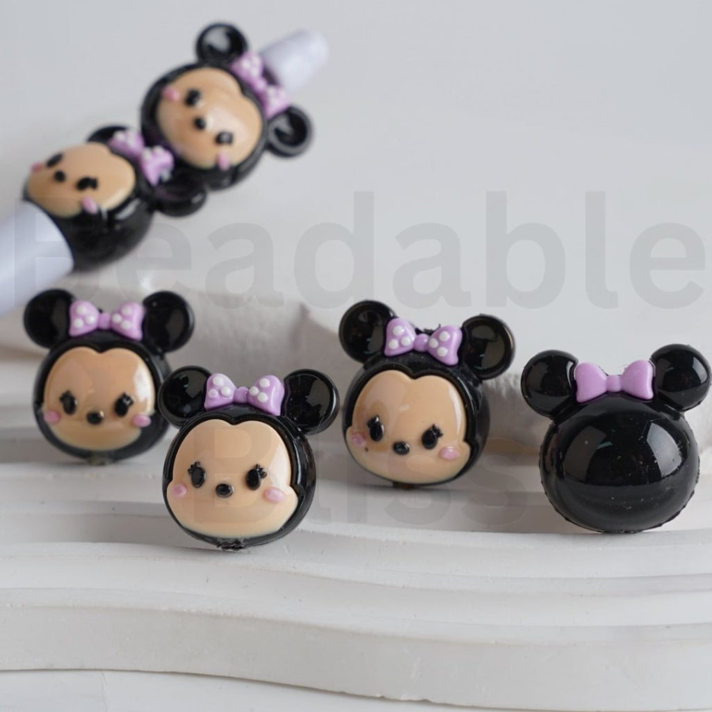 Mini Cute Magic Storyland Cartoon Micki Minni Winni Mari Cat Acrylic Beads, Random Mix