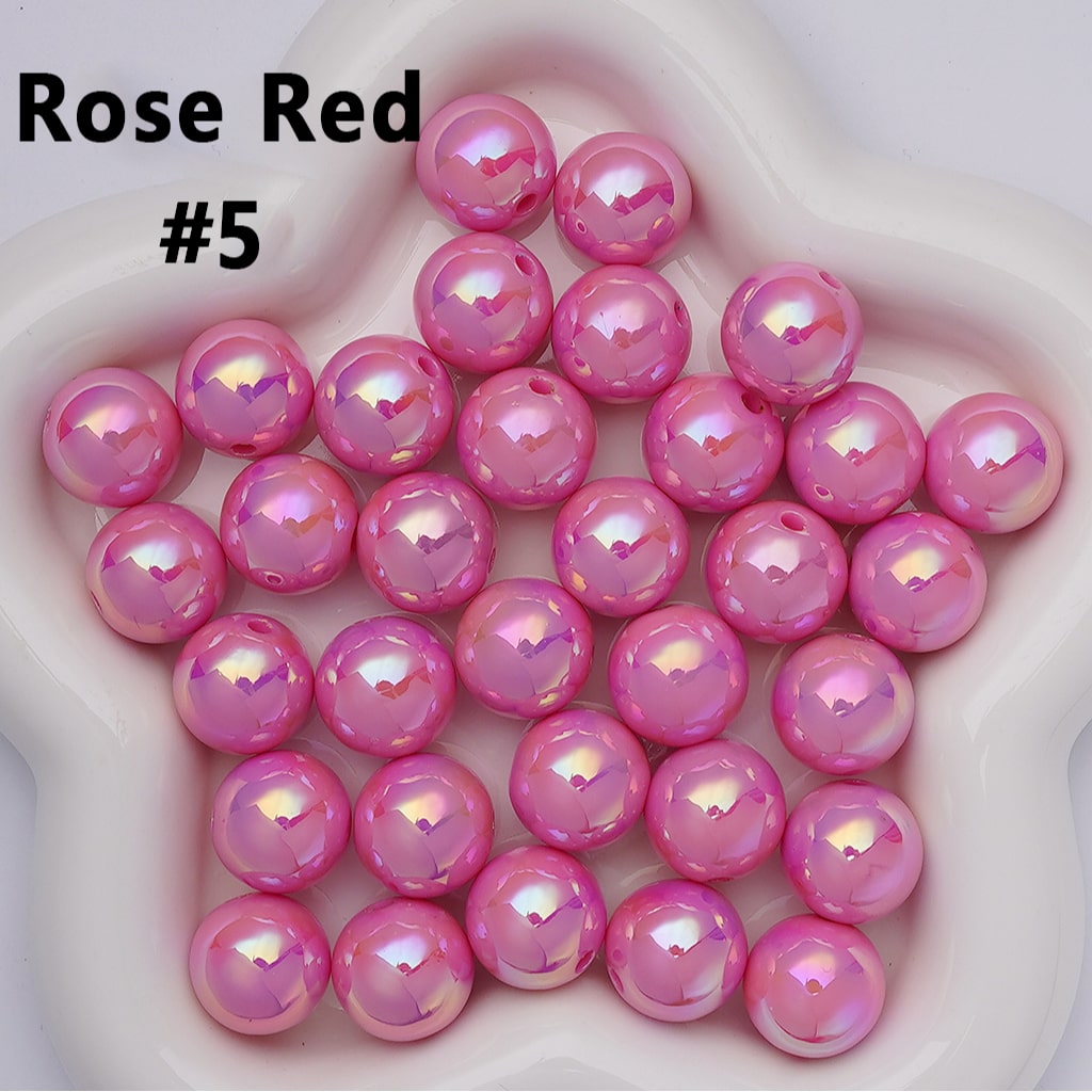 UV Coating Shiny Solid Color Round Acrylic Beads, 16MM