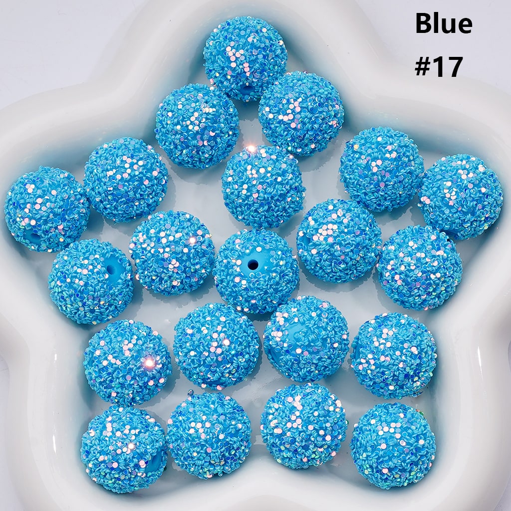 Multi-Color Shiny Confetti Round Acrylic Beads in Solid Color, 20MM