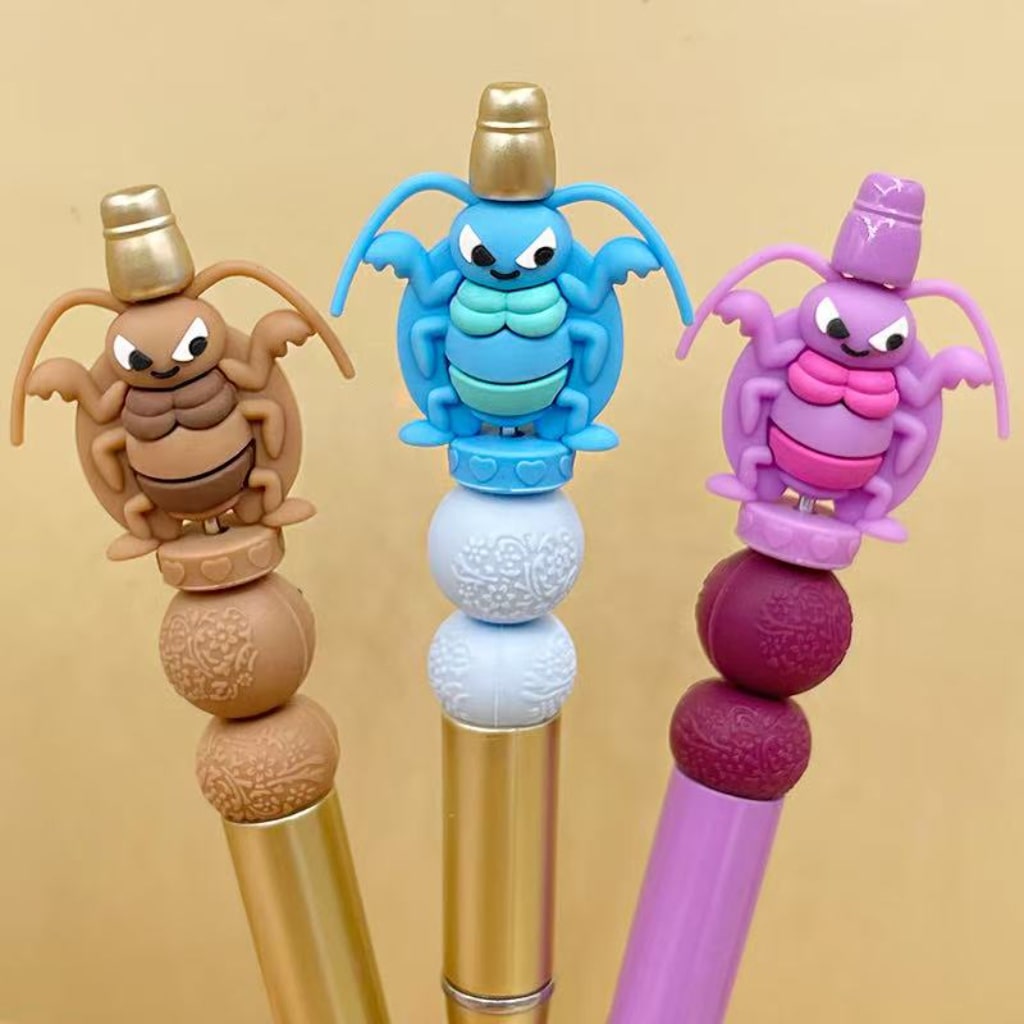3D Multi-color Cockroach with Long Tentacle Silicone Focal Beads