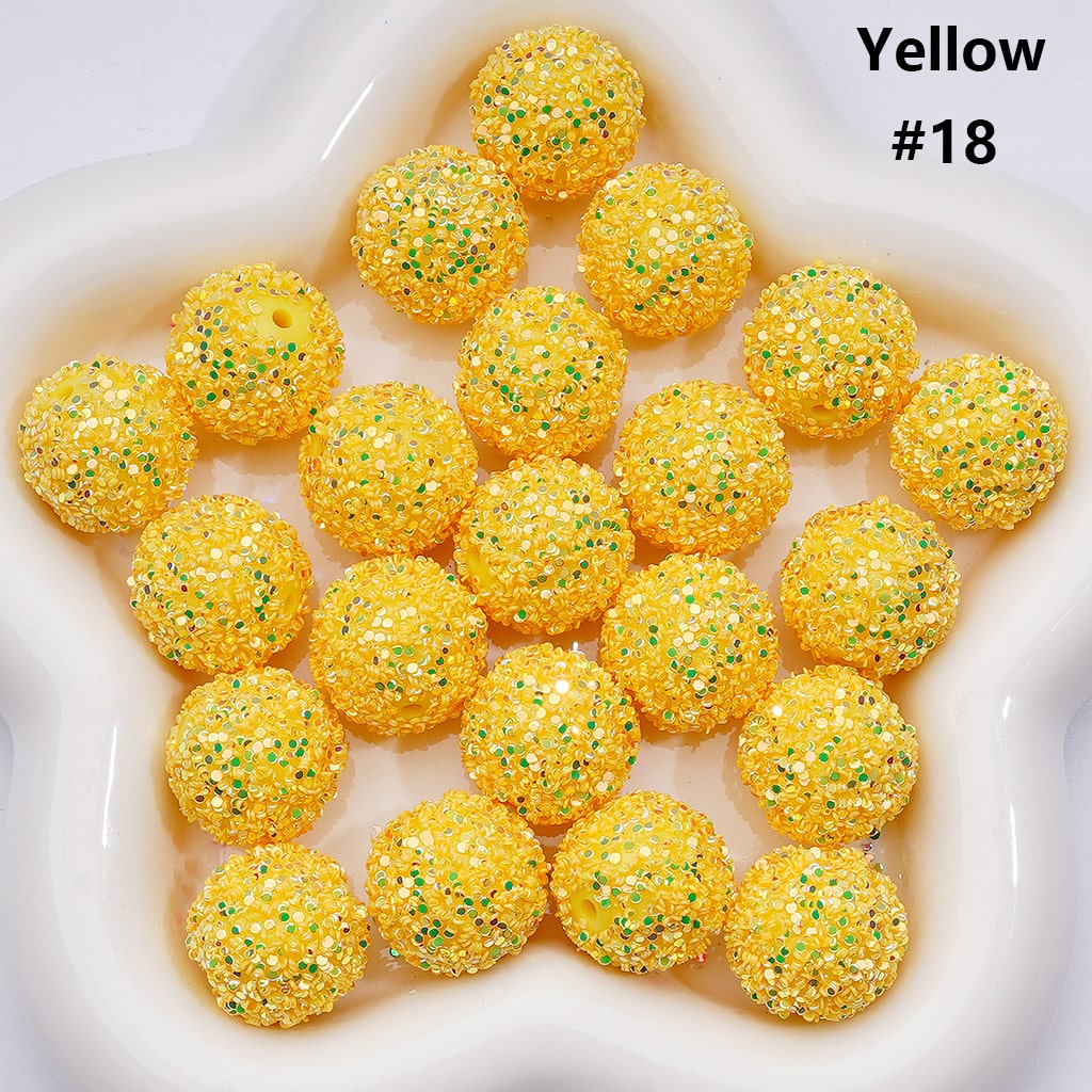 Multi-Color Shiny Confetti Round Acrylic Beads in Solid Color, 20MM