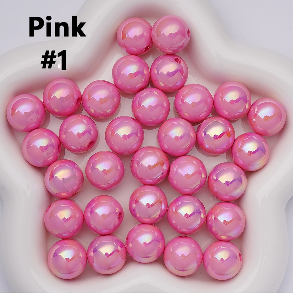 UV Coating Shiny Solid Color Round Acrylic Beads, 16MM