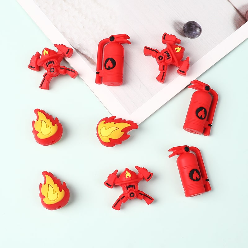 Silicone Focal Beads 3D Fire Fighting Apparatus Equipment Fire Mask Fire Axe Fire Extinguisher