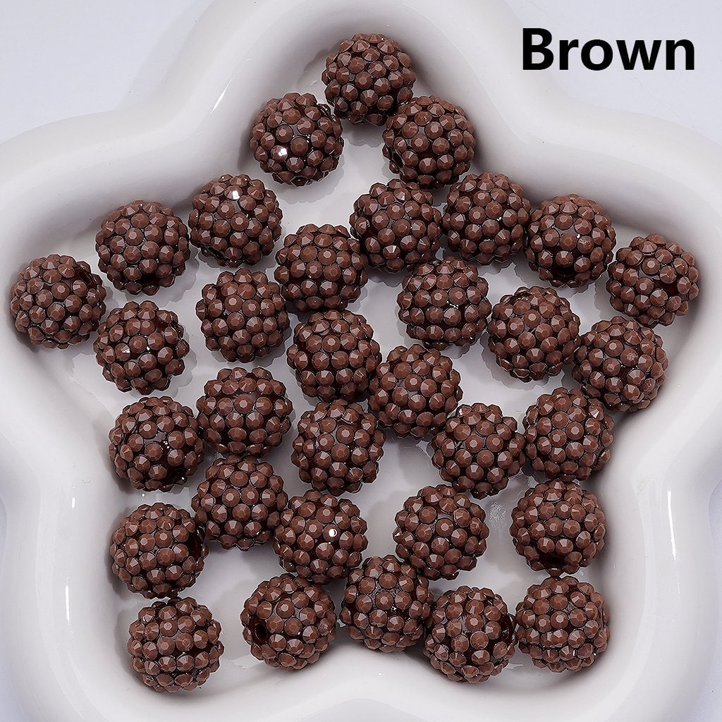 Solid Color Rhinestones Waxberry Ball Round Acrylic Beads, 16MM