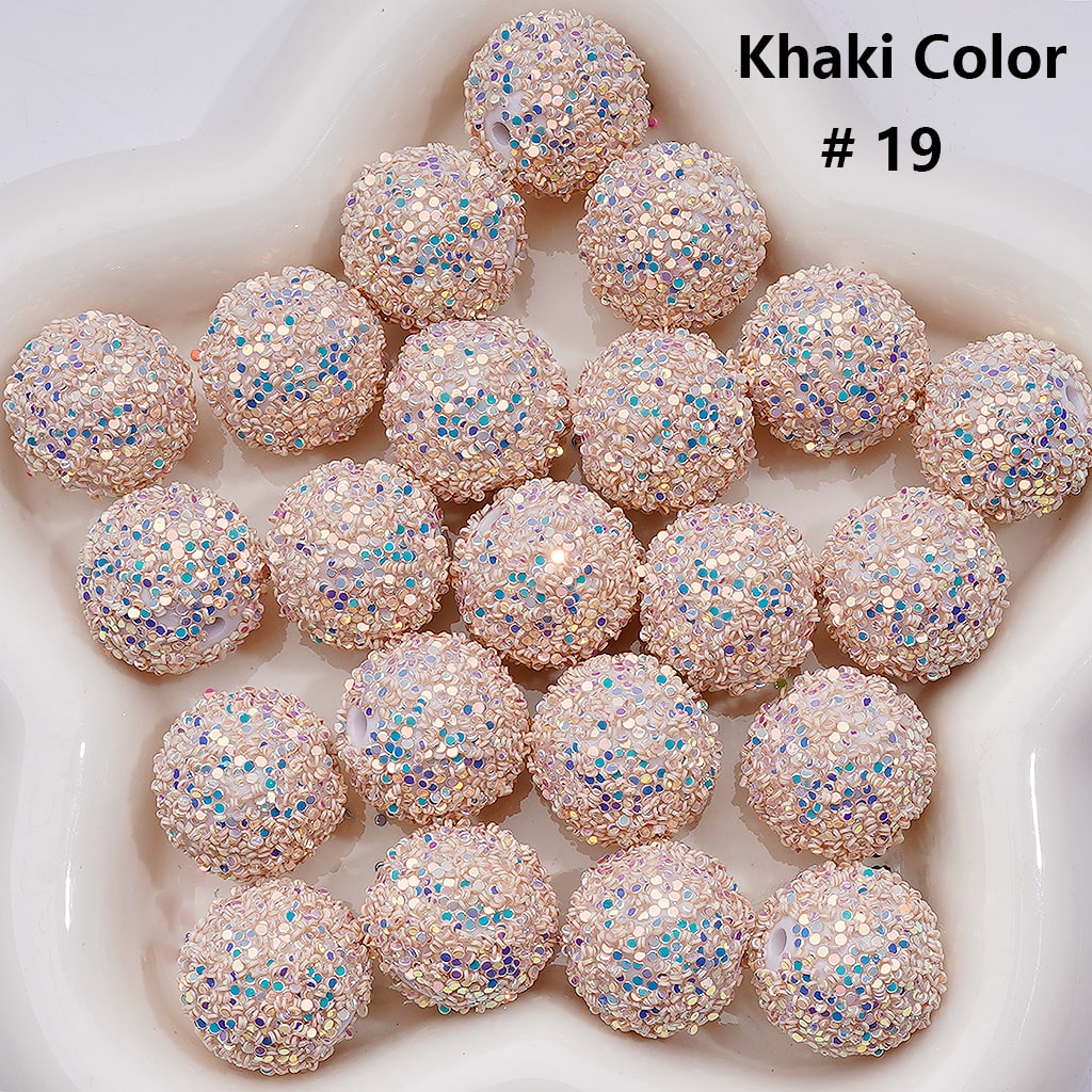 Multi-Color Shiny Confetti Round Acrylic Beads in Solid Color, 20MM