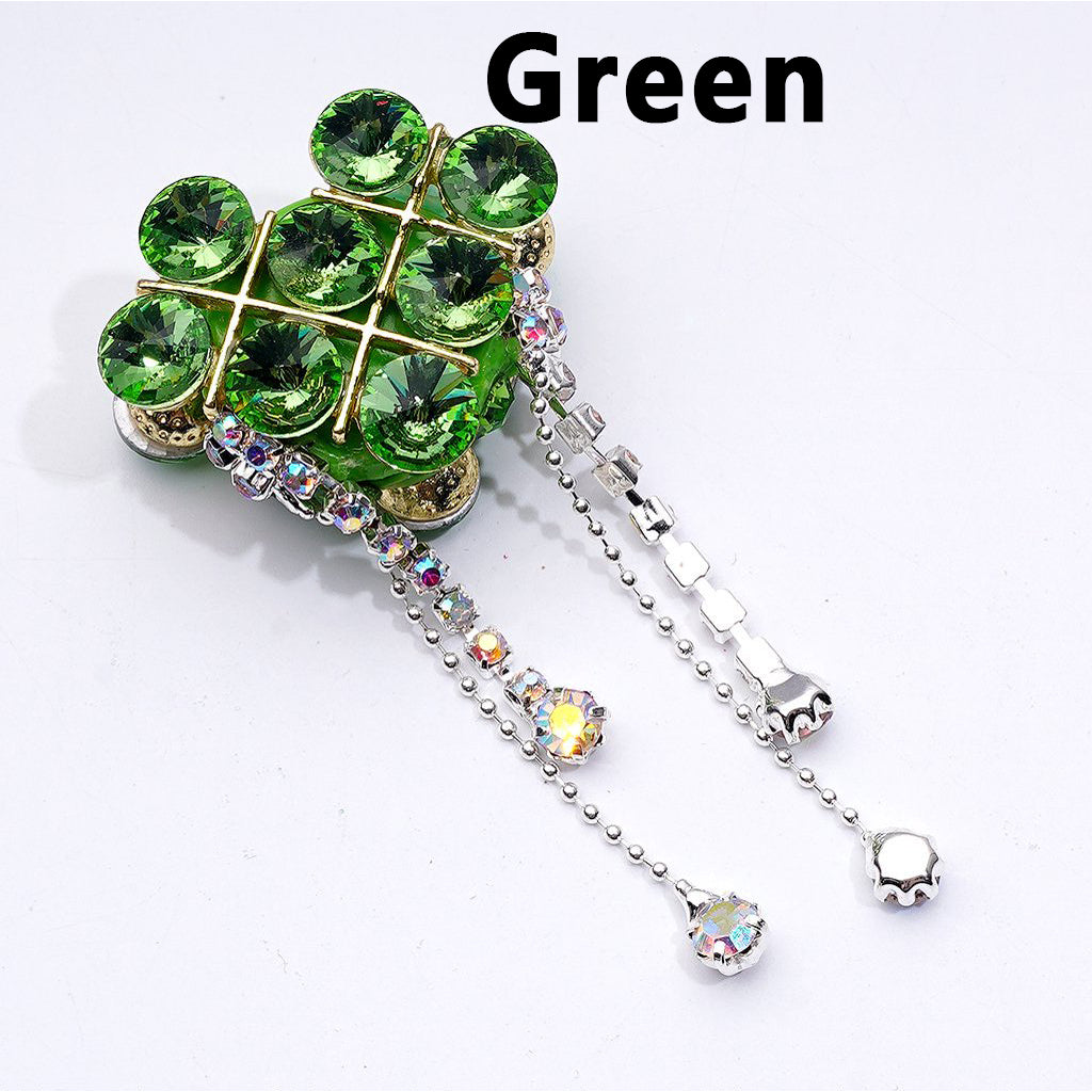 Exquisite Fancy Gold Alloy Heart with Shiny Rhinestones Chains Pendants Glitter Flowers Clay Beads, Around 34*28*18MM