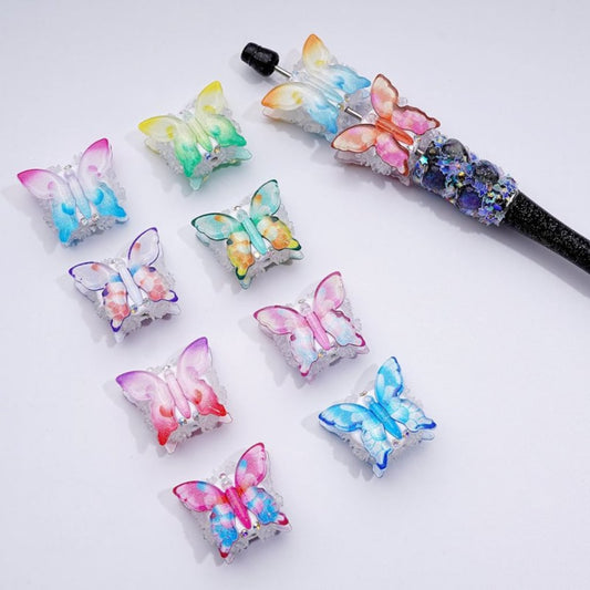 繊細なミックスカラフルバタフライABラインストーンミニかわいいクリアフラワークレイビーズ、約28×24MM、ランダムミックス