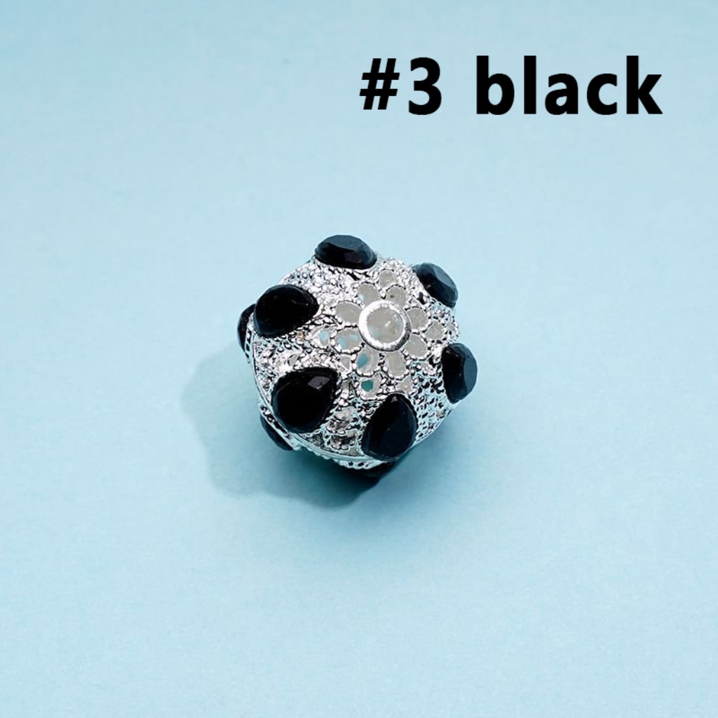 Exquisite Silver Alloy Hollow Ball with Colorful Rhinestones Beads, Around 16MM