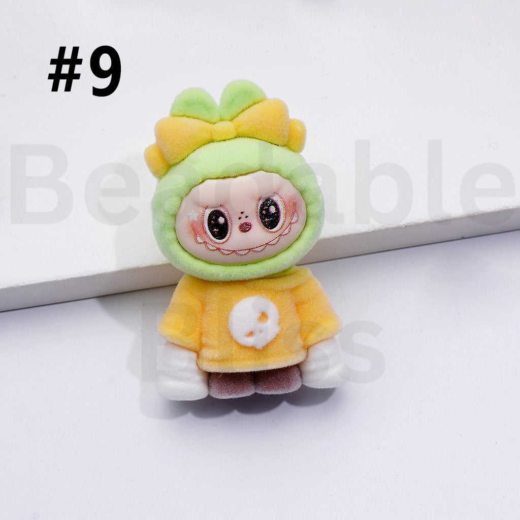Cute Vivid Fuzzy Fluffy Labub Monster Pop Mar Pen Topper, Around 45*28MM(Half Through Hole)