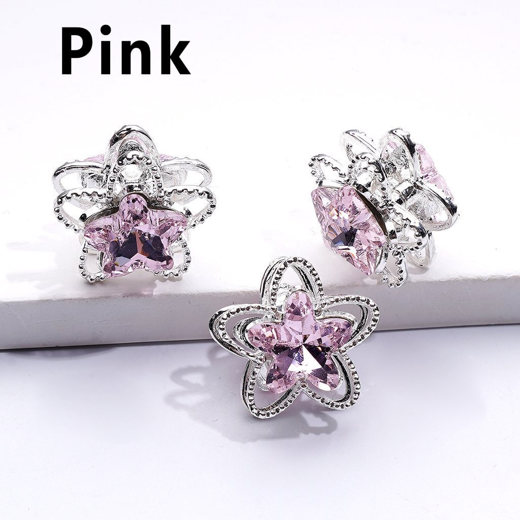 Exquisite Fancy Silver Alloy Five-petaled Flower Bead with Multi-Color Shiny Rhinestones, Around 19MM