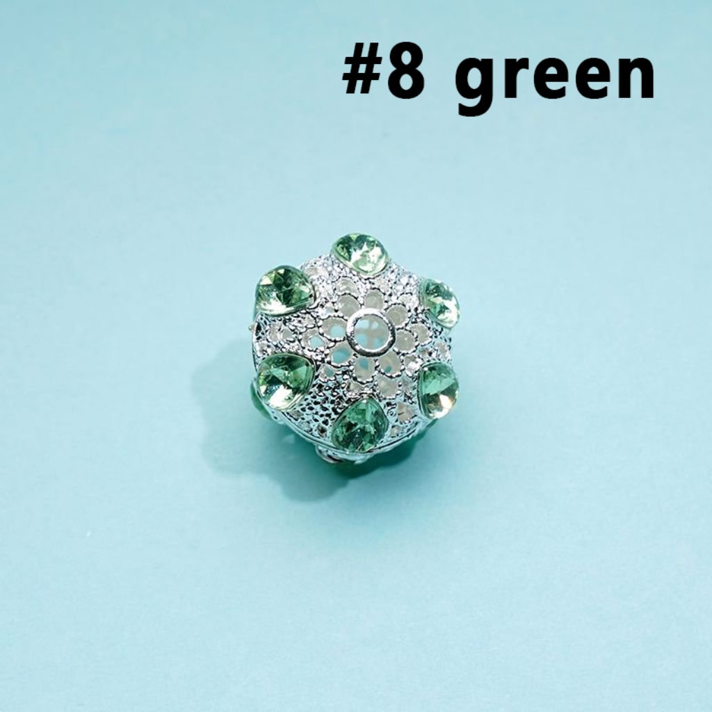 Exquisite Silver Alloy Hollow Ball with Colorful Rhinestones Beads, Around 16MM