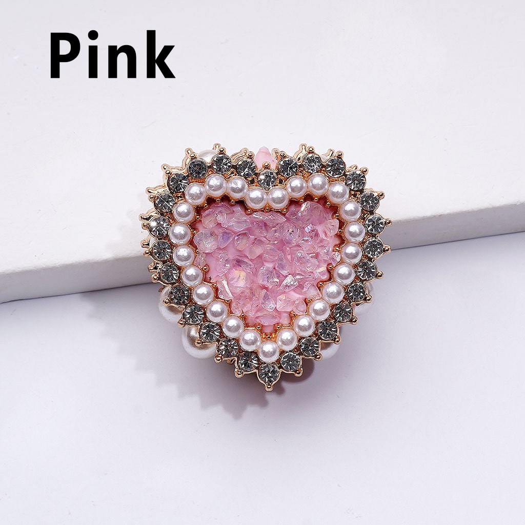 Bling Bling Fancy Gold Alloy Heart with Shiny Rhinestones White Pearls Mini Stones Rocks Clay Beads, Around 28*28*13MM