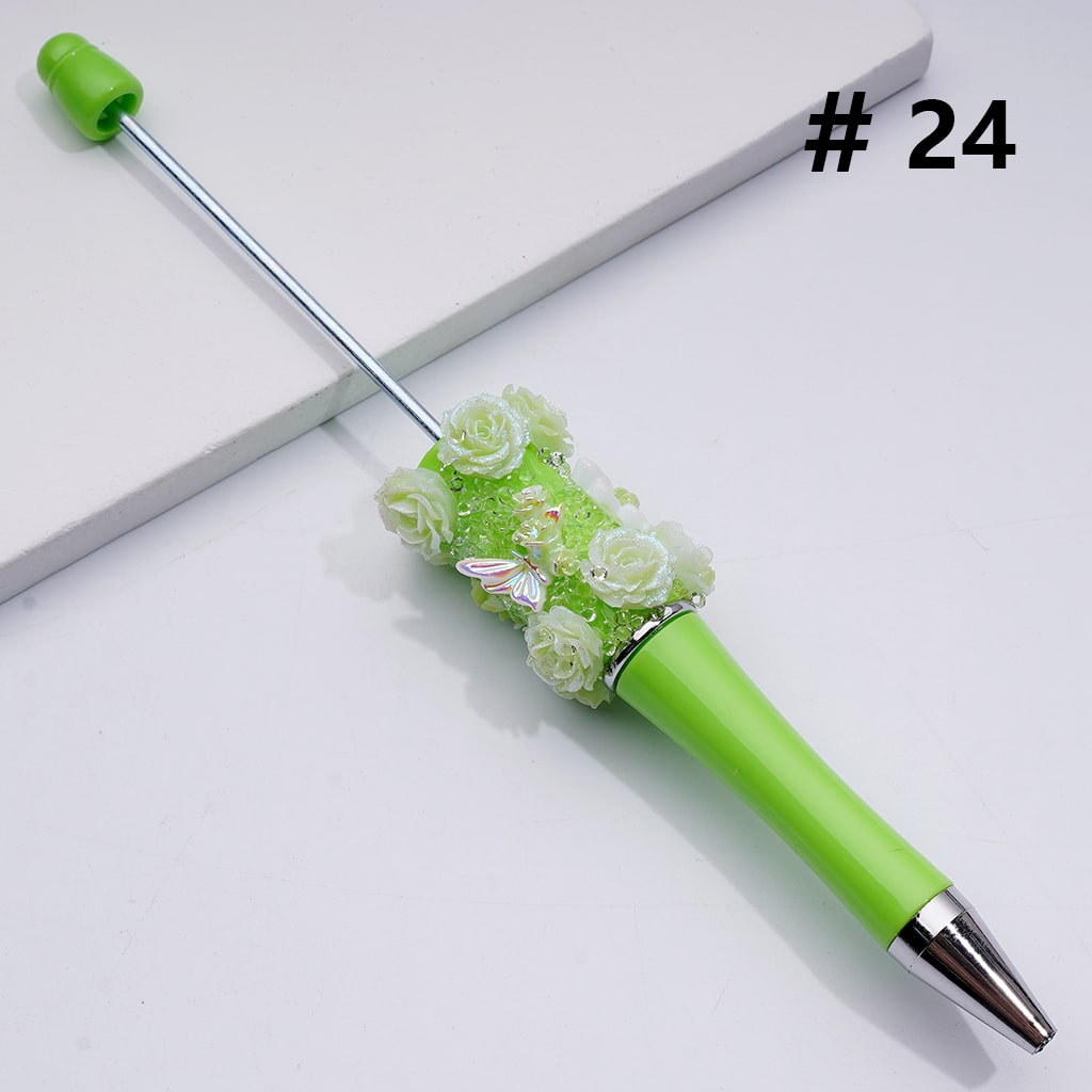 Glitter Shiny Flowers Butterflies Clear Sugar Beadable Pens