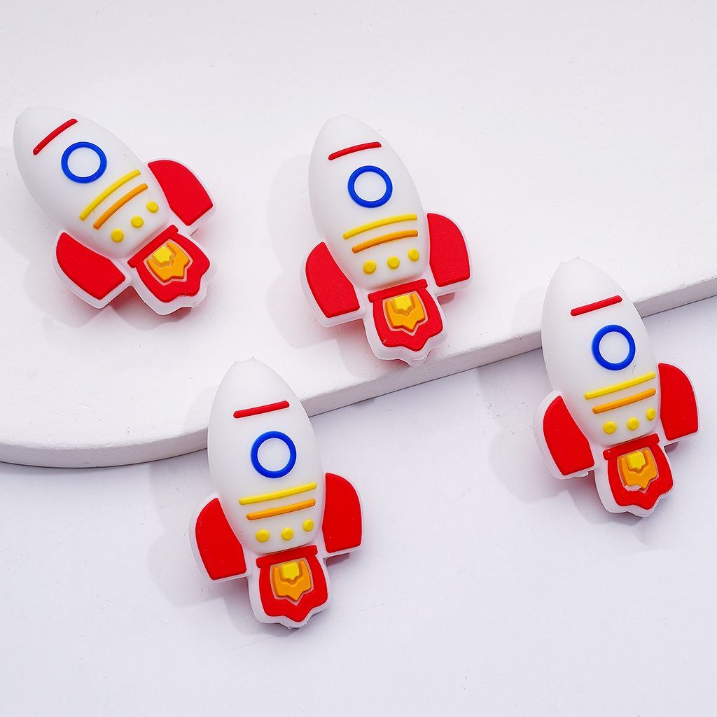 3D Little Cute Rockets Silicone Focal Beads