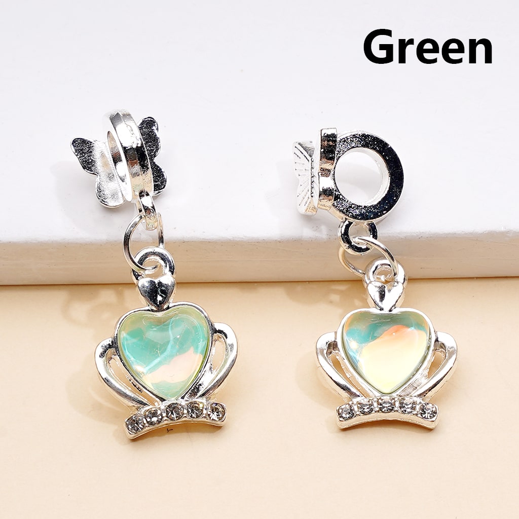 Alloy Bail Beads Dangle Charm Pendant Jewelry Accessories Butterfly Heart Rhinestones Silver