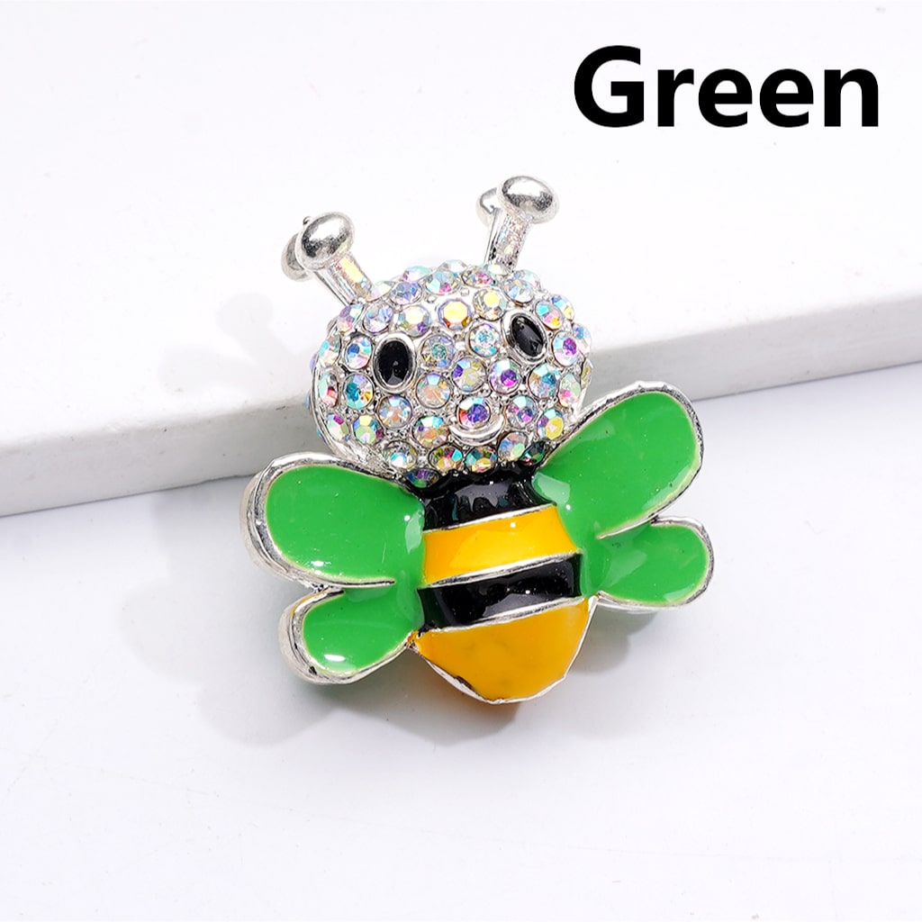 Silver Alloy Beads Fancy Bee with AB Rhinestones Solid Color Wings 29*26MM