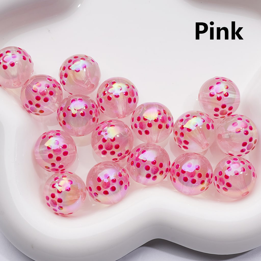 Luminous UV Coating Translucent Multi-color Mini Cute Flower Round Acrylic Beads, 16MM (Single Color is available for 200pcs(Whole bag))