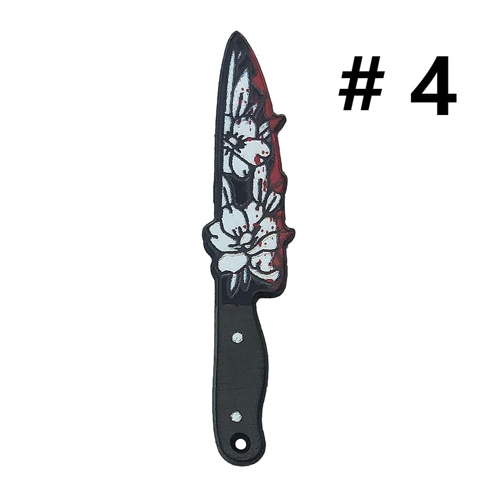 Halloween Plastic Horror Bloody Flower Skeleton Skull Head Prints Knife Dagger Jewelry Accessories