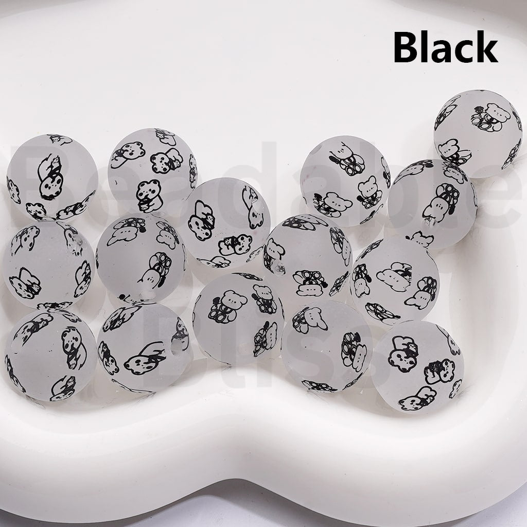 Frosted Multi-Color Sanri Hello Kitt Pochacc Prints Round Acrylic Beads, 16MM (Single Color Is available for 200pcs(Whole Bag))