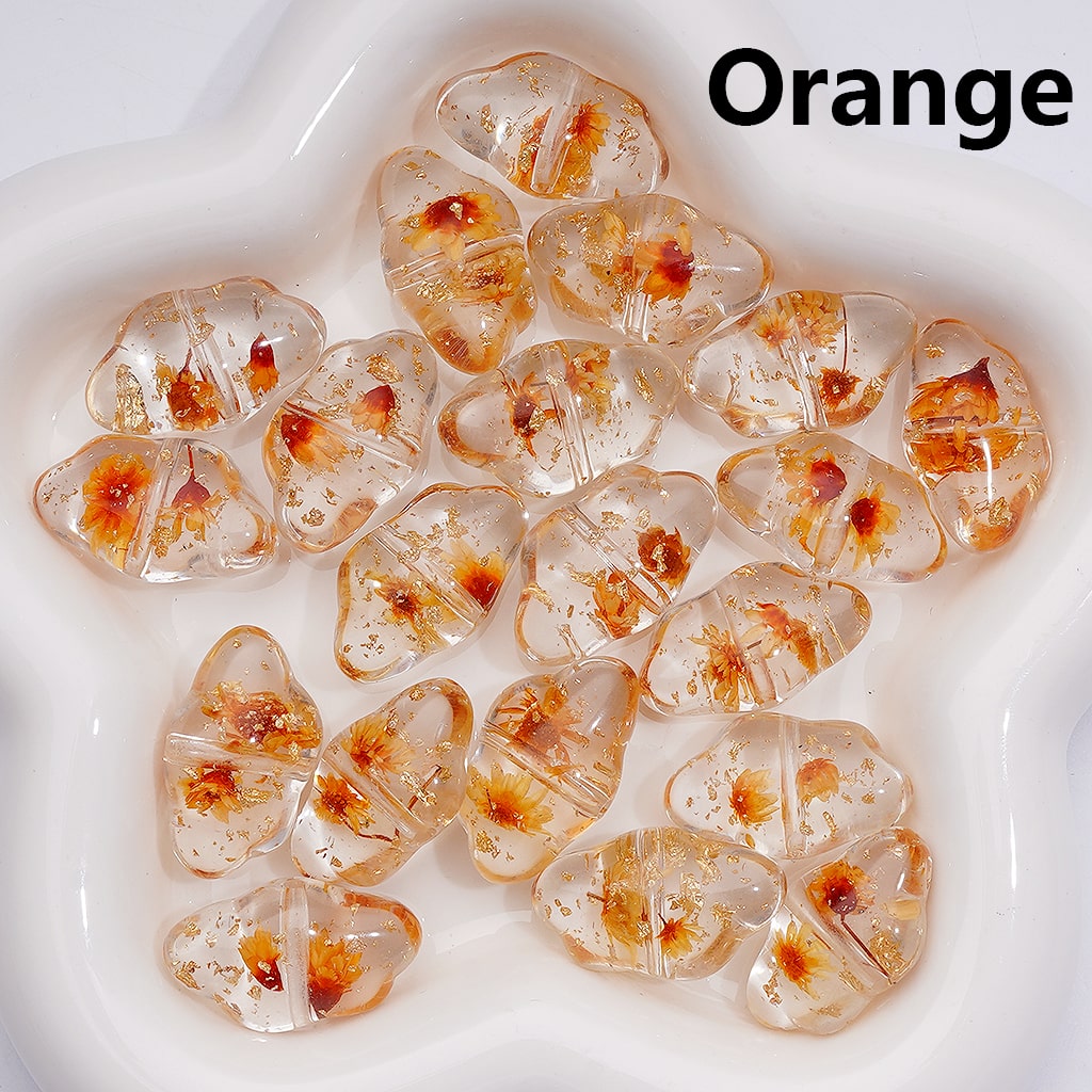 Multi-Color Dried Flowers Gold Foil Paper Inside Clear Cloud Acrylic Beads, 13*22MM (Single Color is available for 200pcs(Whole bag))