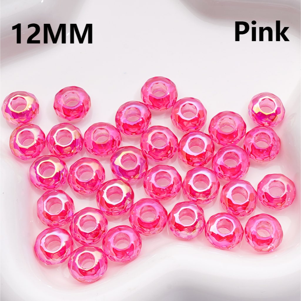 Wheel Acrylic Beads UV Coating Large Hole Multi-Color Translucent 12MM