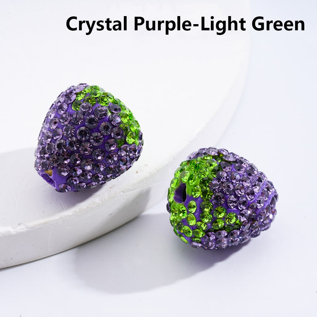 Clay Beads Strawberry Shape with Shiny Rhinestones Multi-Color 16MM