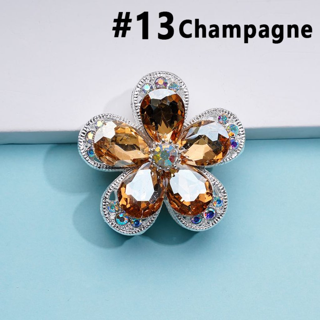 絶妙なファンシーシルバー合金の5枚の花びらの花、カラフルなABラインストーンビーズ付き、約38MM