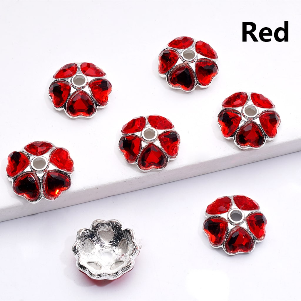 Beads Cage Cap Metal Alloy Multi-Color Heart Rhinestons,Silver 16MM (Single Color is available for 100pcs(Whole Bag))