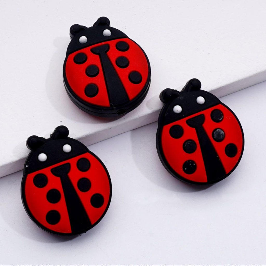 Multi-Color Cute Lady Bug Silicone Focal Beads