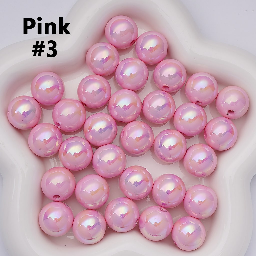 UV Coating Shiny Solid Color Round Acrylic Beads, 16MM
