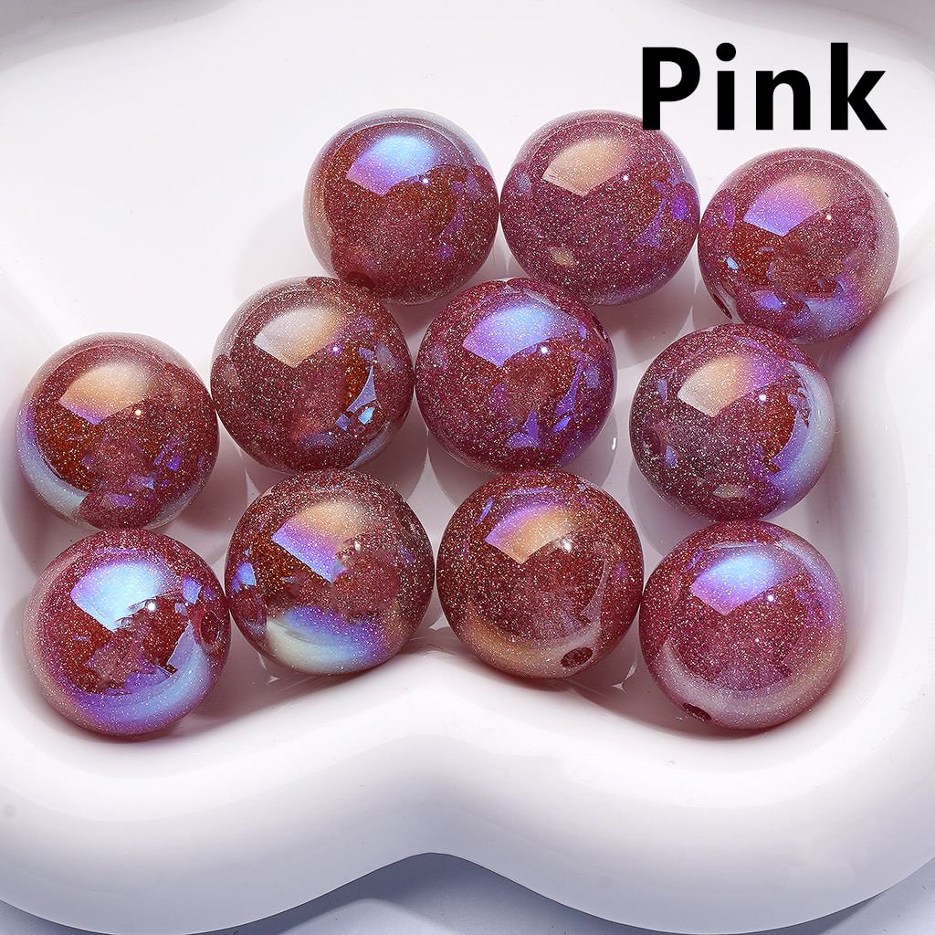 Multi-Color UV Coating Glitter Shiny Round Acrylic Beads, 20MM