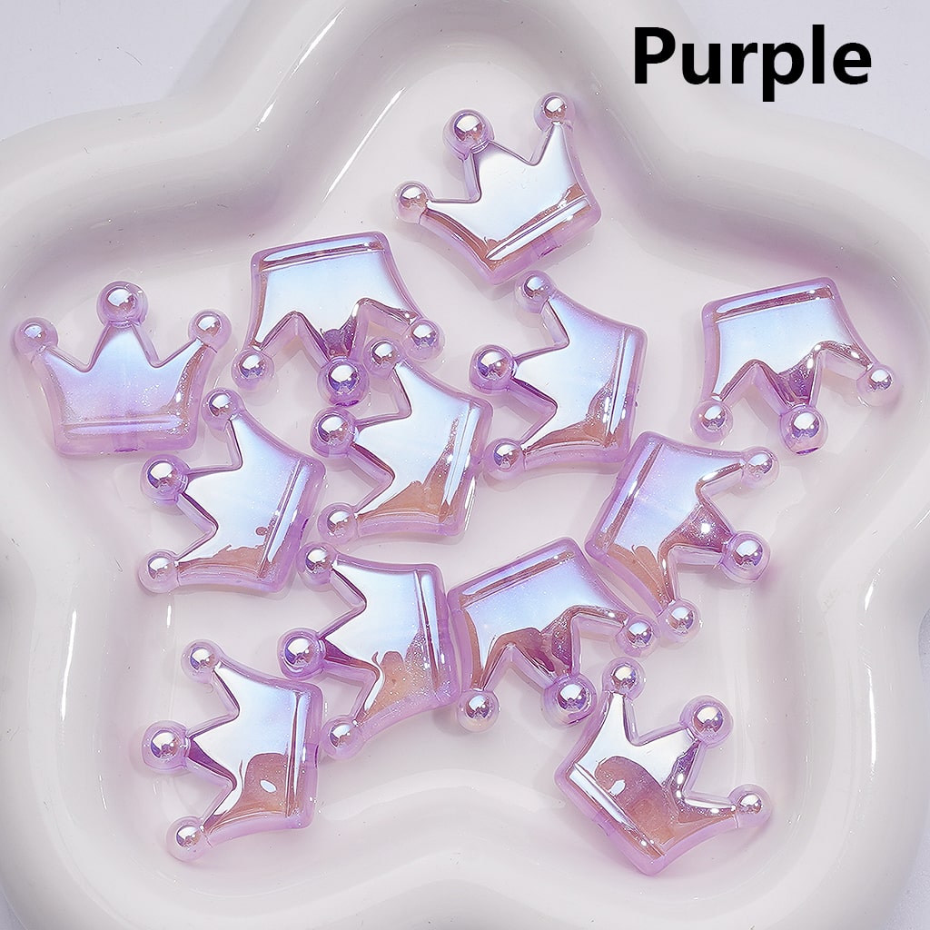Luminous UV Coating Glitter Shiny Crown Acrylic Beads, 22*28MM (Single Color is available for 200pcs(Whole bag))