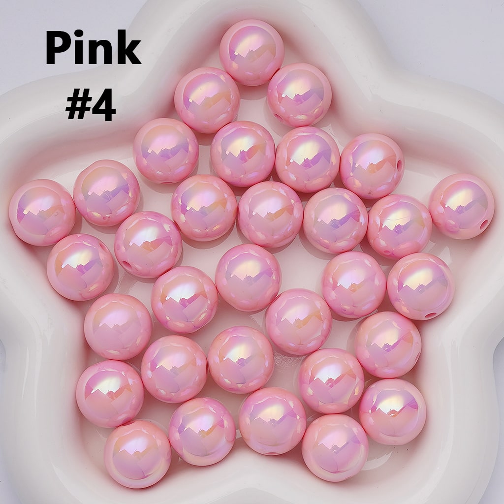 UV Coating Shiny Solid Color Round Acrylic Beads, 16MM