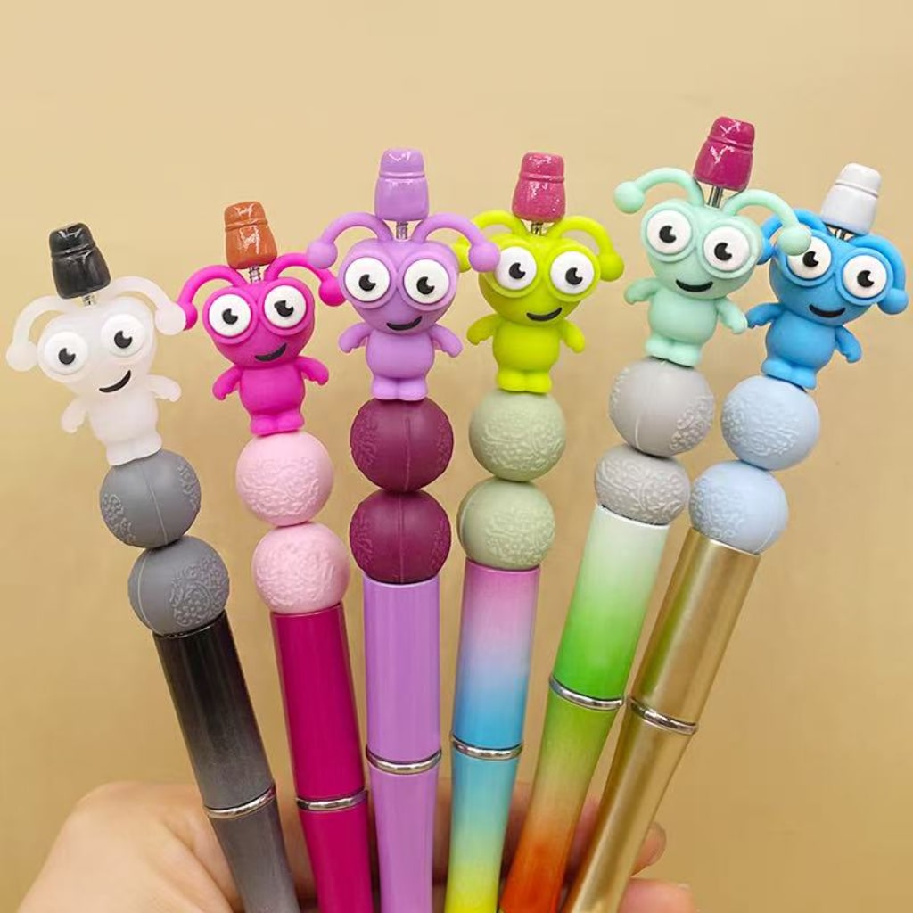 3D Mini Multi-color Bug Worm Insect with Big Eyes Silicone Focal Beads
