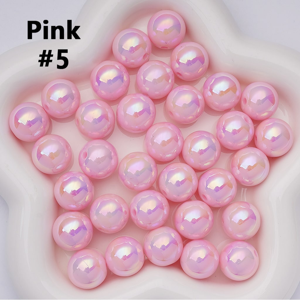 UV Coating Shiny Solid Color Round Acrylic Beads, 16MM