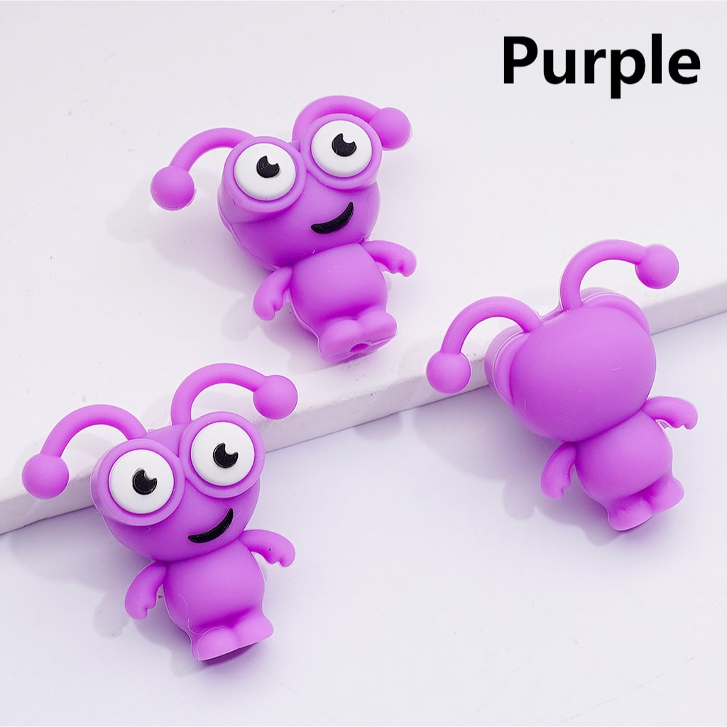 3D Mini Multi-color Bug Worm Insect with Big Eyes Silicone Focal Beads