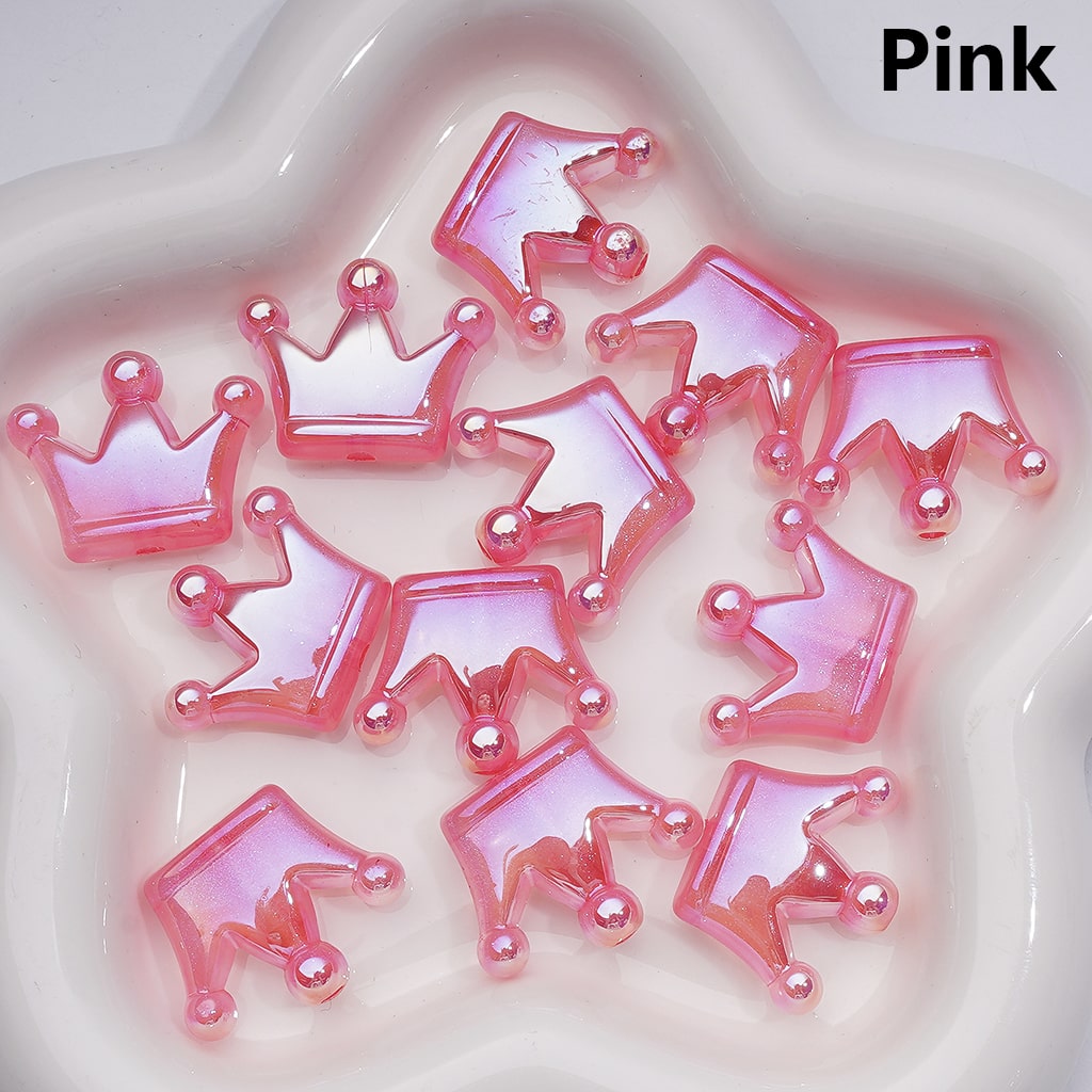 Luminous UV Coating Glitter Shiny Crown Acrylic Beads, 22*28MM (Single Color is available for 200pcs(Whole bag))