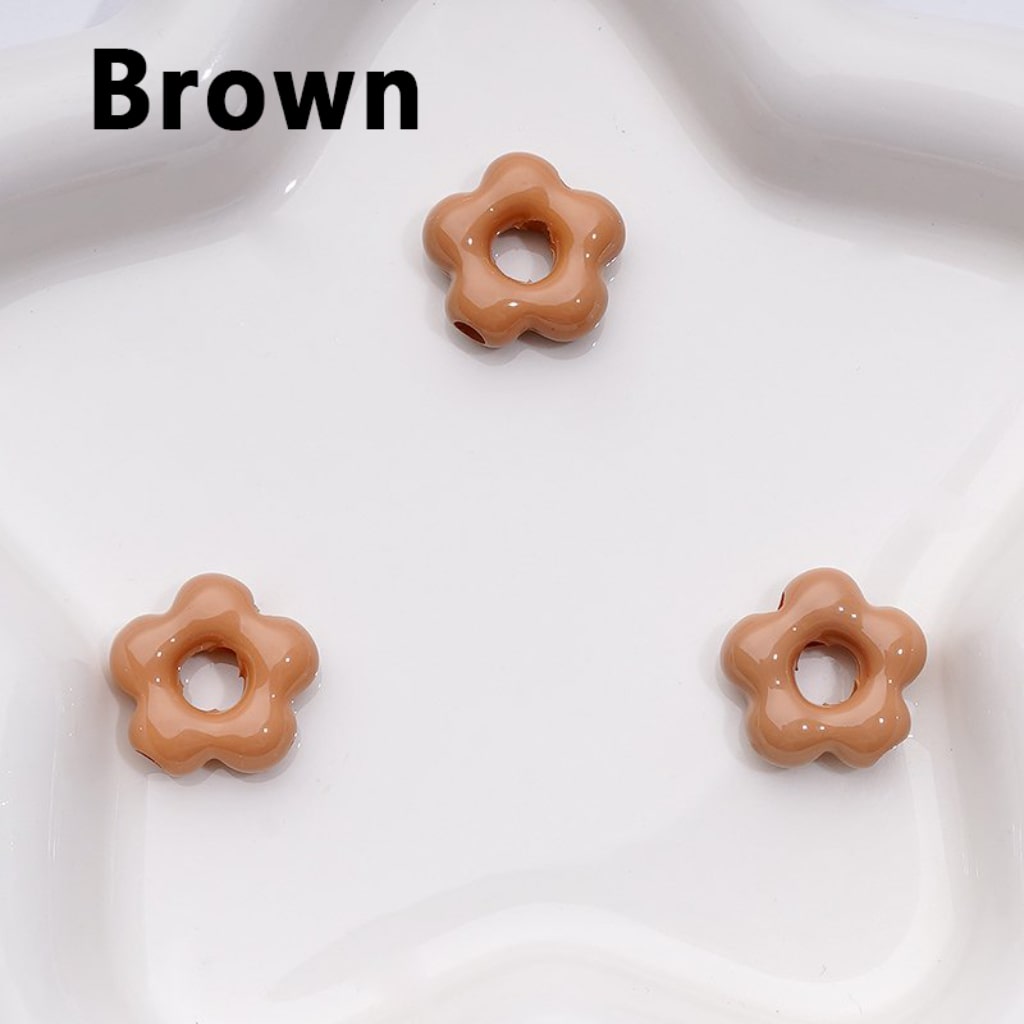 Solid Color Mini Cute Flowers with Large Hole Acrylic Beads, Around 20MM