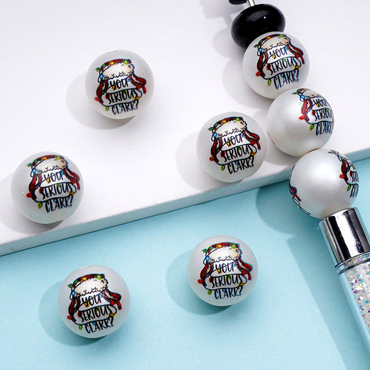 フロストマットクリスマス電球ライトユーシリアスクラークホワイトラウンドアクリルビーズ、16MM