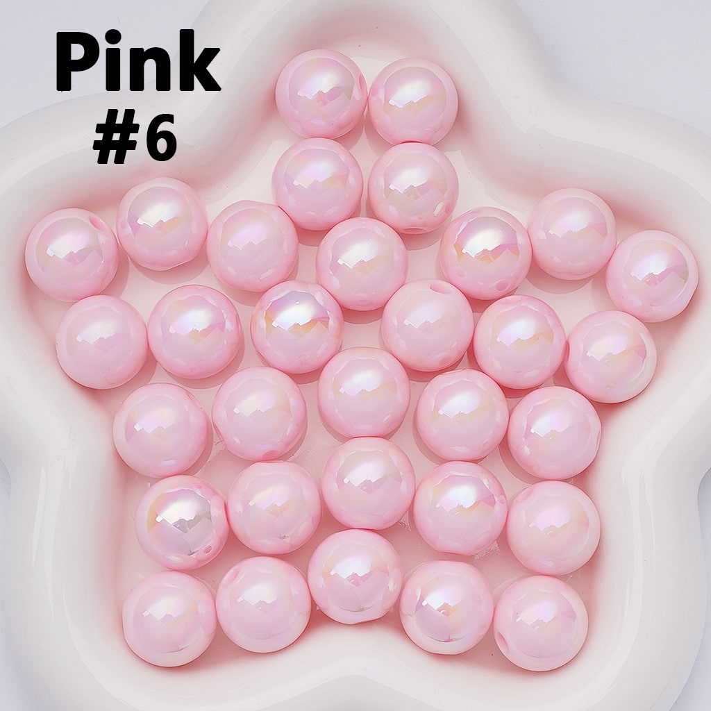 UV Coating Shiny Solid Color Round Acrylic Beads, 16MM
