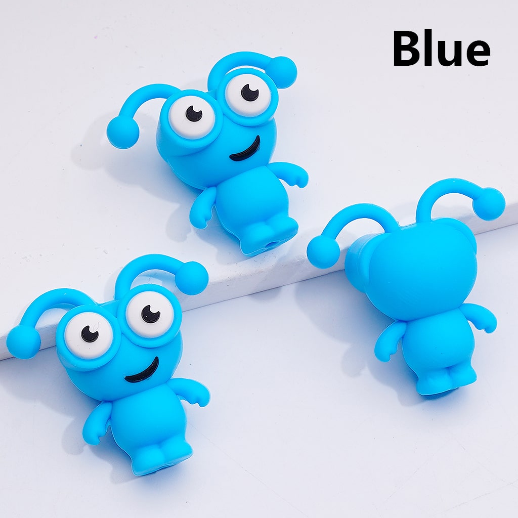 3D Mini Multi-color Bug Worm Insect with Big Eyes Silicone Focal Beads