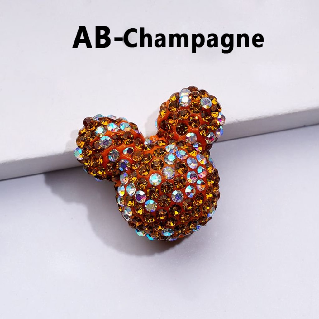 Vivid Cute Micke Minni Mouse Head Clay Beads with Multi-Color & AB Rhinestones, 22*24*17MM